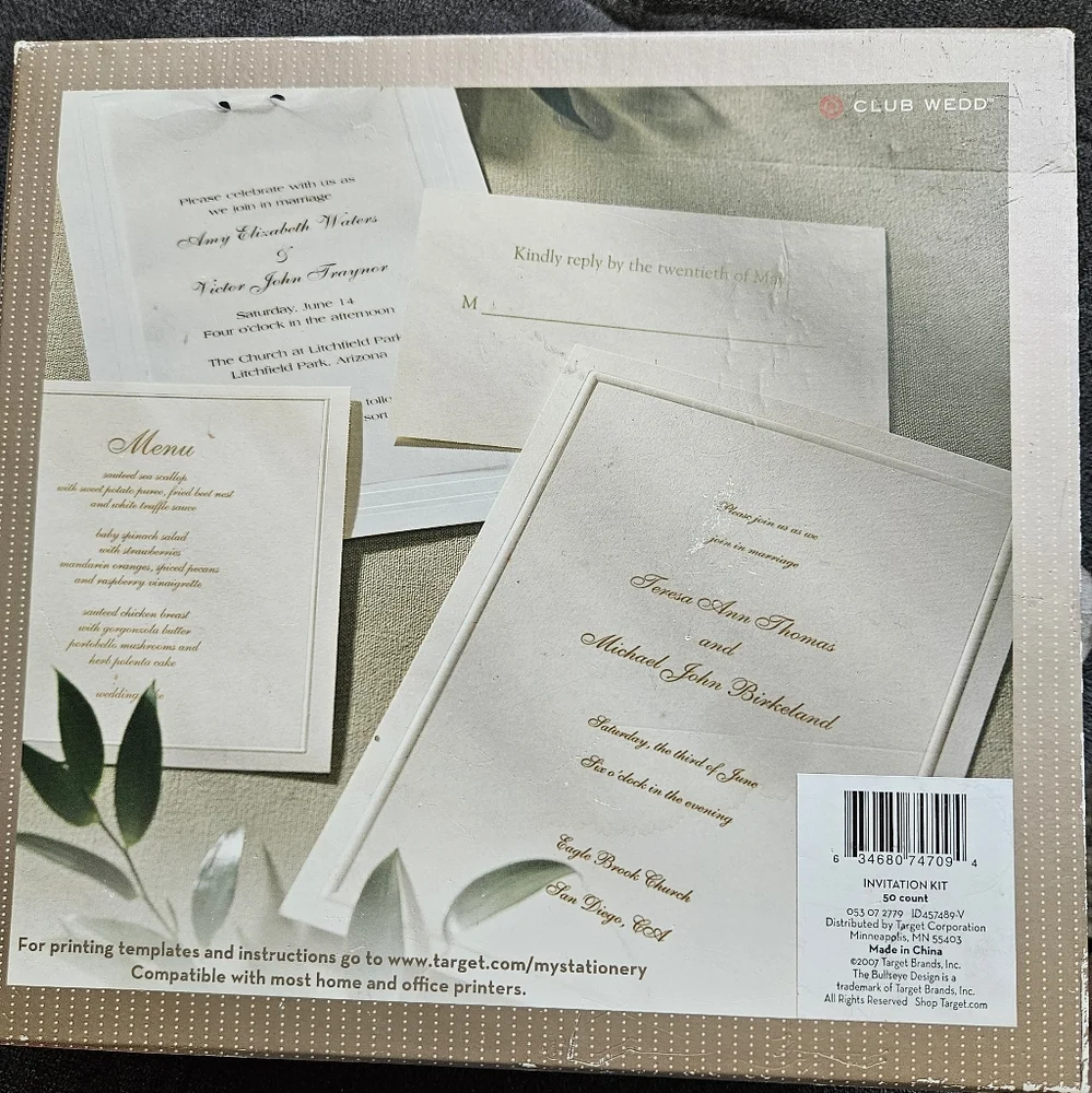 Printable Stationary Wedding Party Invitation Kit